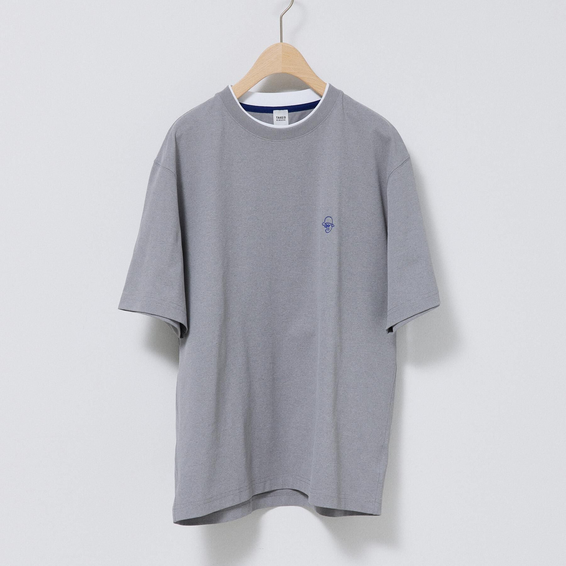 TAKEO KIKUCHI「【汗染み軽減/接触冷感】フェイクレイヤード ワンポイント刺繍Ｔシャツ」|Tシャツ・カットソー|