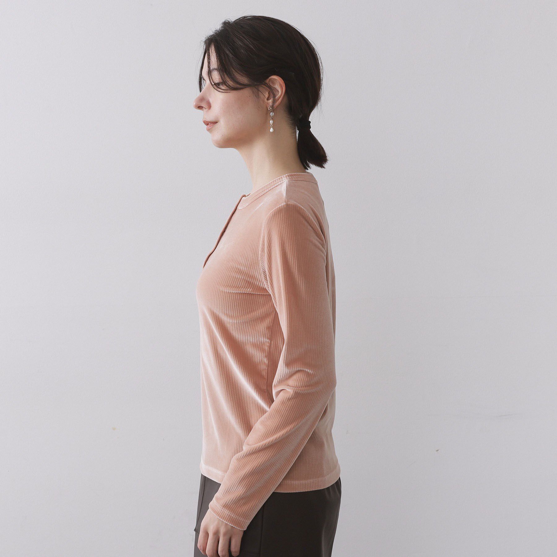 OPAQUE.CLIP「ベロアタッチリブトップス【洗濯機OK】」|Tシャツ・カットソー|