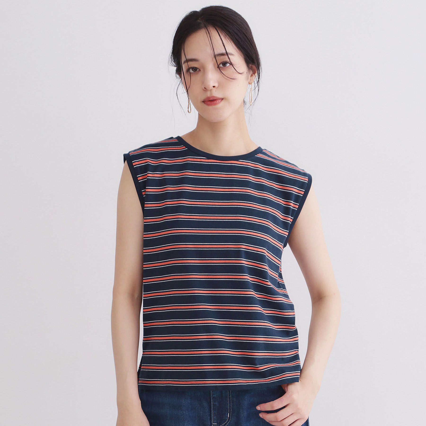 OPAQUE.CLIP「マルチボーダーアソート ノースリーブTシャツ【洗濯機OK】」|Tシャツ・カットソー|