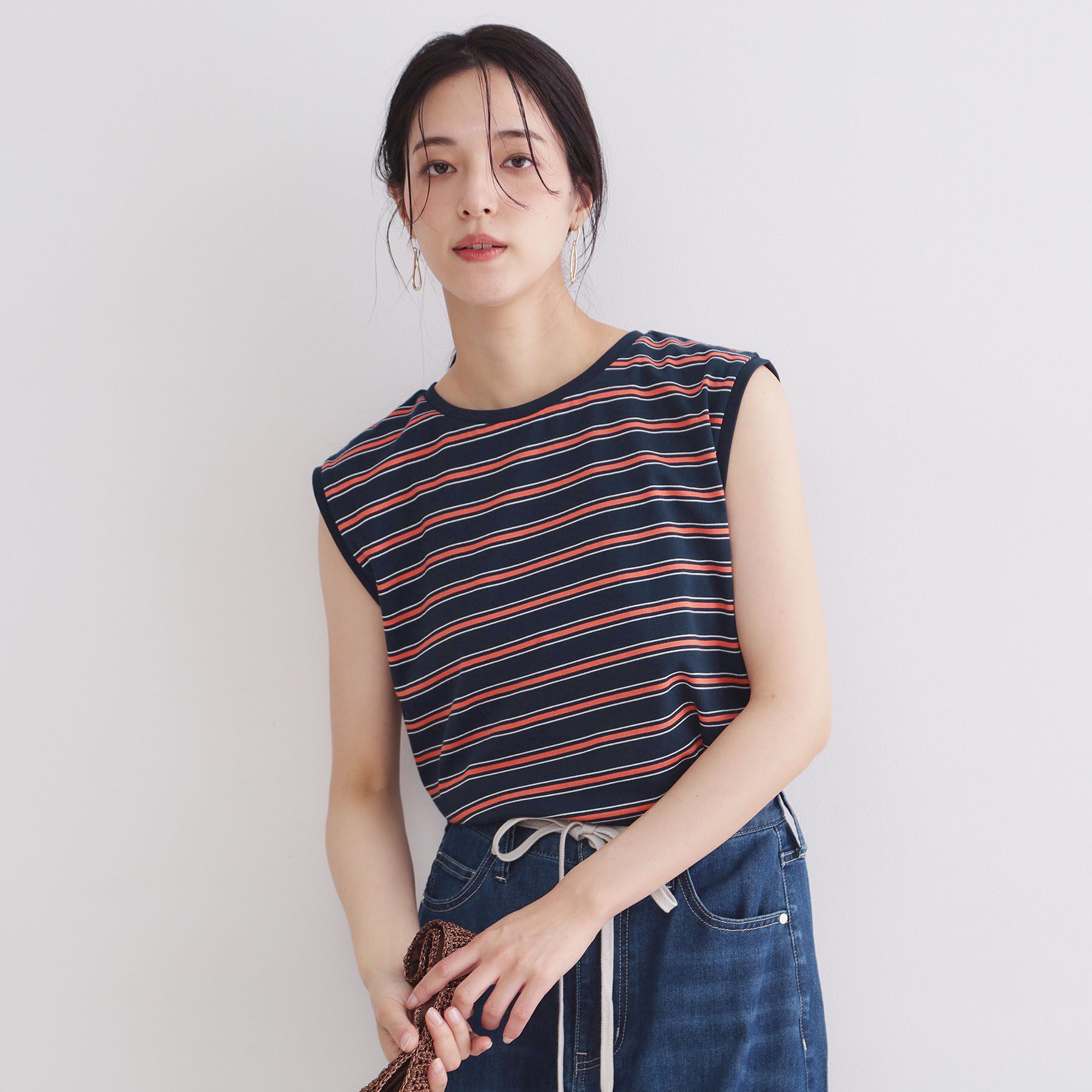 OPAQUE.CLIP「マルチボーダーアソート ノースリーブTシャツ【洗濯機OK】」|Tシャツ・カットソー|