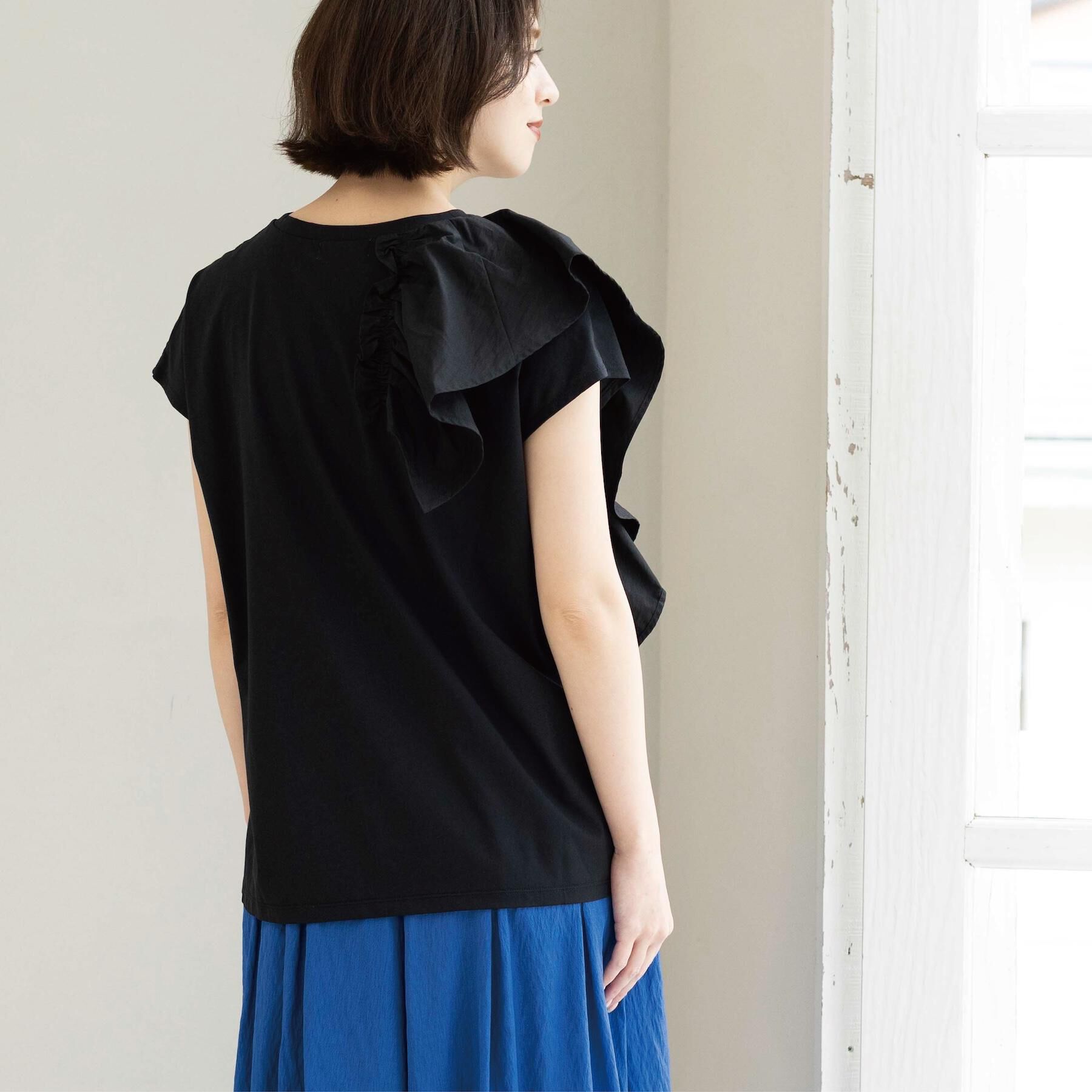 OPAQUE.CLIP「【UVケア／接触冷感】アシメフリルドッキングカットソー《洗濯機OK》」|Tシャツ・カットソー|