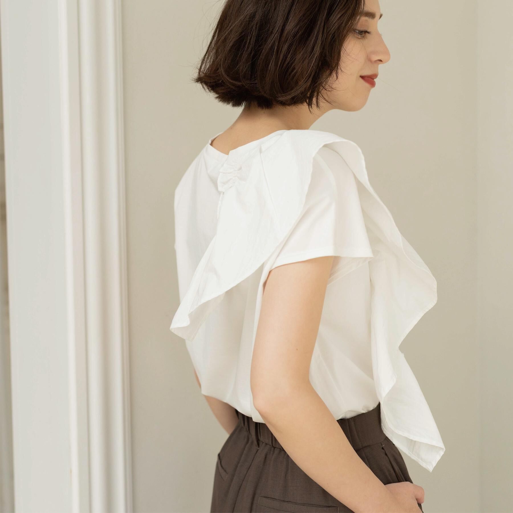 OPAQUE.CLIP「【UVケア／接触冷感】アシメフリルドッキングカットソー《洗濯機OK》」|Tシャツ・カットソー|