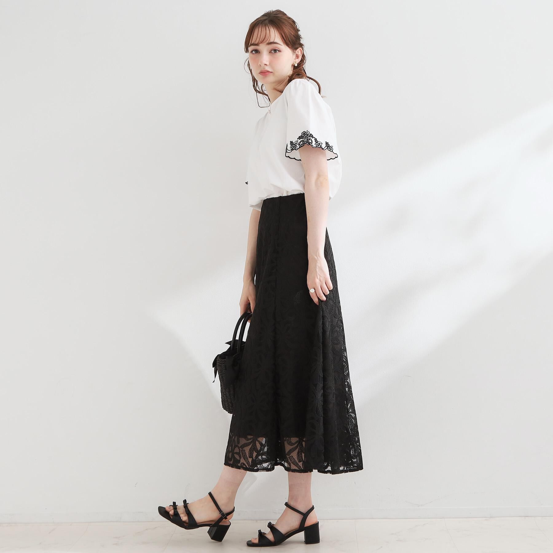 Couture broach「【接触冷感・UVカット・洗える】袖刺繍カットソー」|Tシャツ・カットソー|