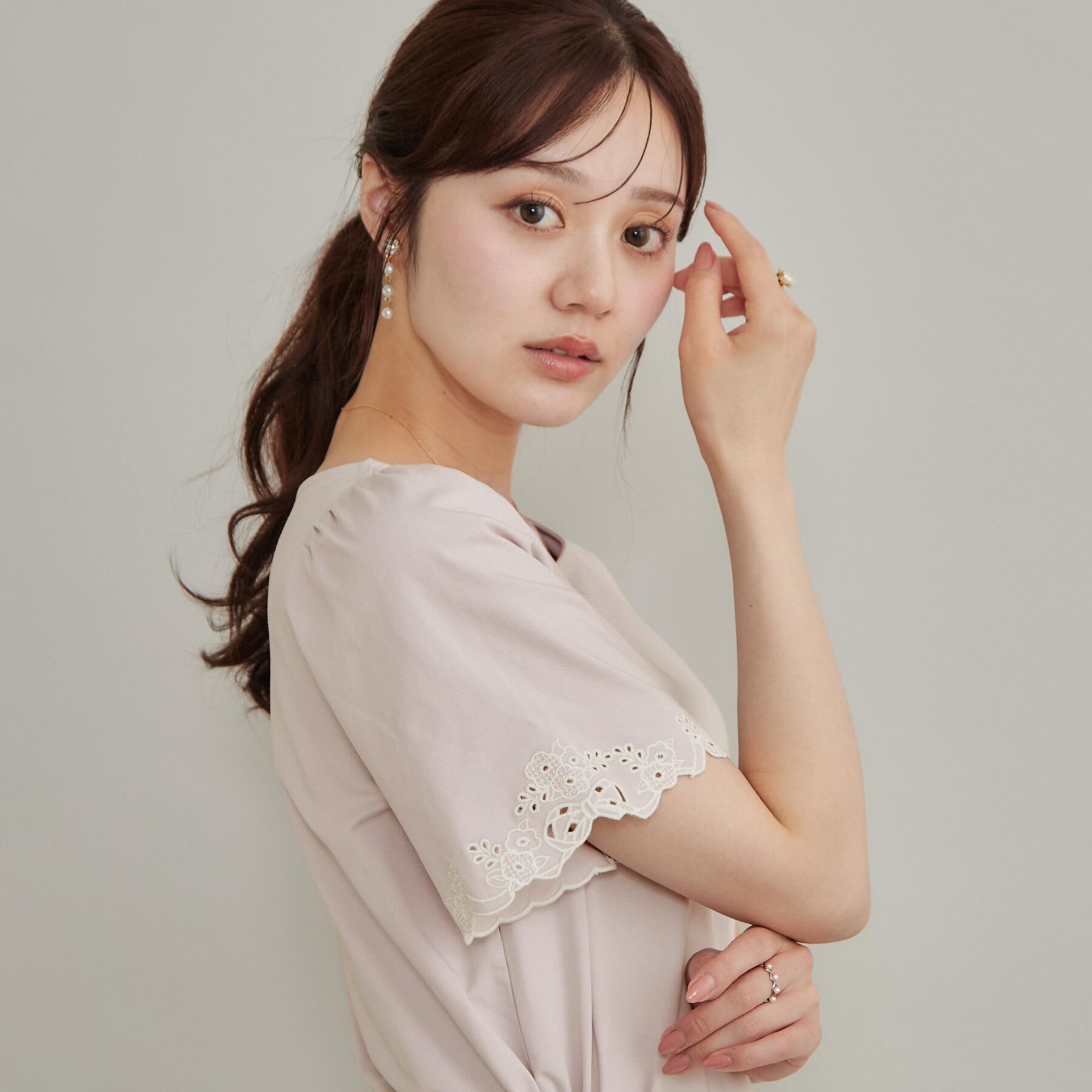 Couture broach「【接触冷感・UVカット・洗える】袖刺繍カットソー」|Tシャツ・カットソー|ピンク(571)