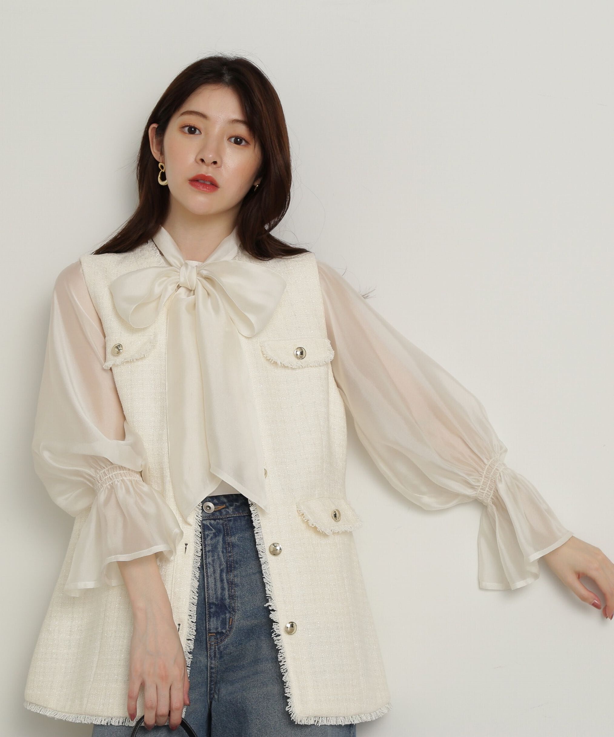 PROPORTION BODY DRESSING「2wayシアーボウタイブラウス24AW」|シャツ・ブラウス|