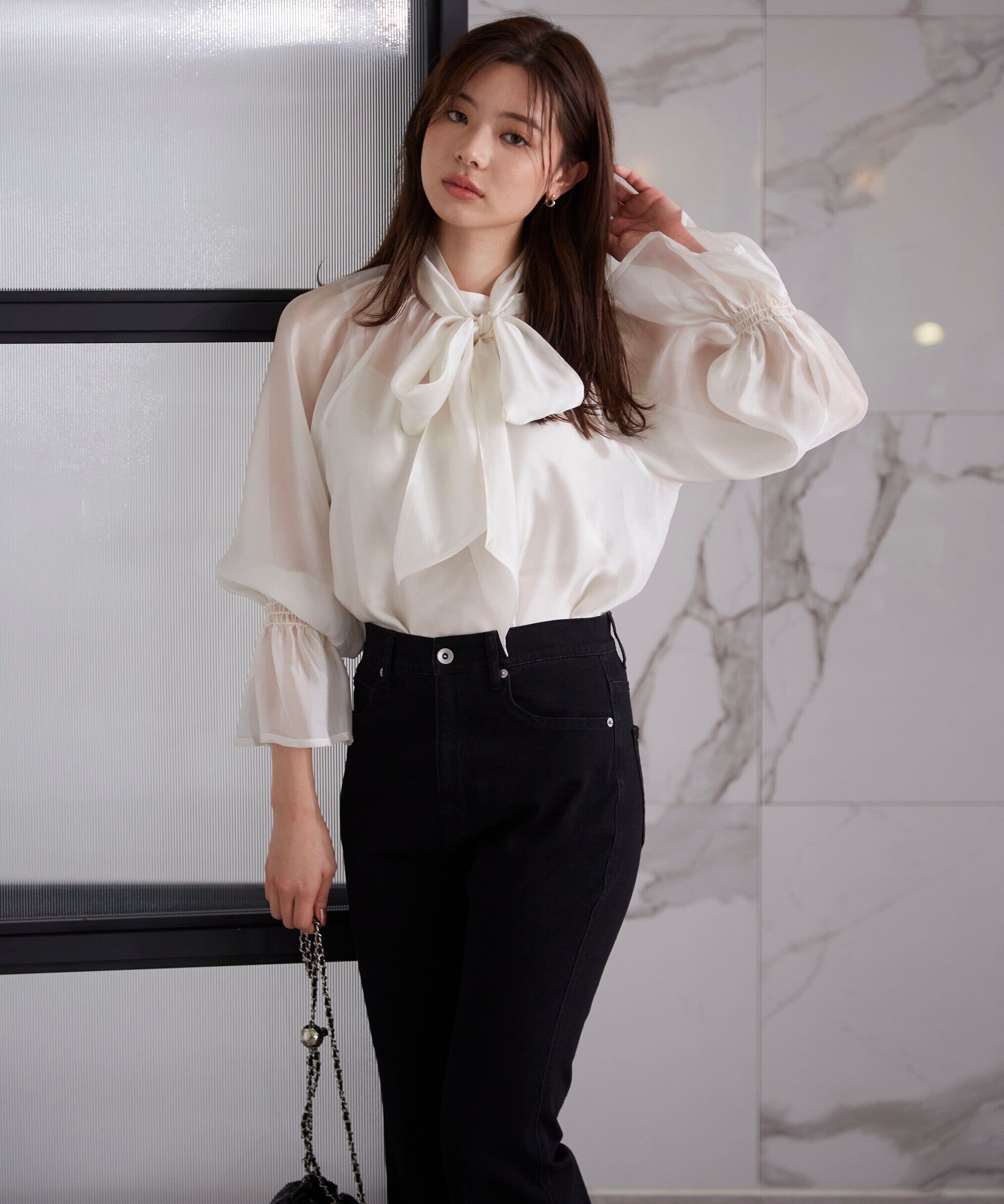 PROPORTION BODY DRESSING「2wayシアーボウタイブラウス24AW」|シャツ・ブラウス|