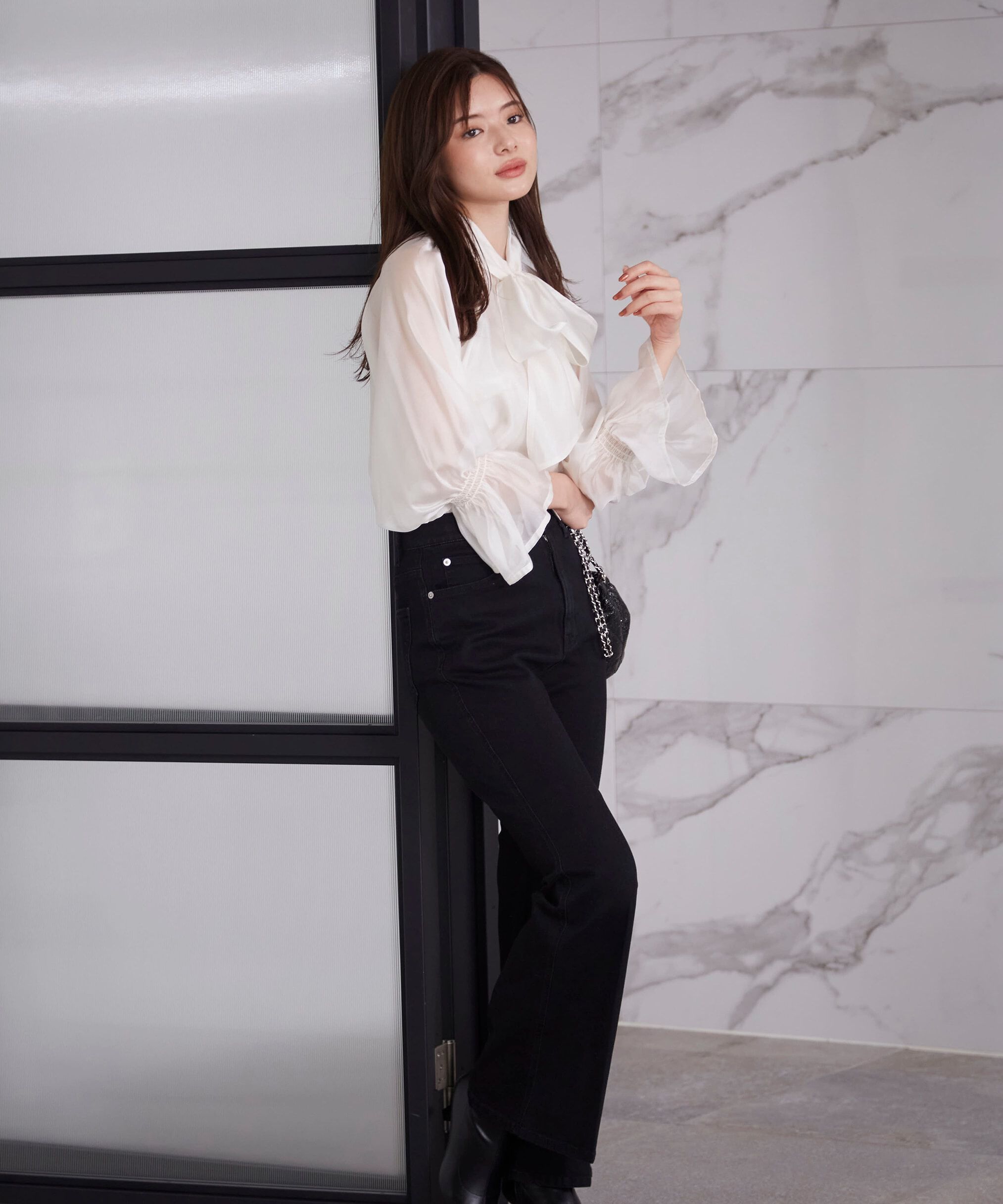 PROPORTION BODY DRESSING「2wayシアーボウタイブラウス24AW」|シャツ・ブラウス|