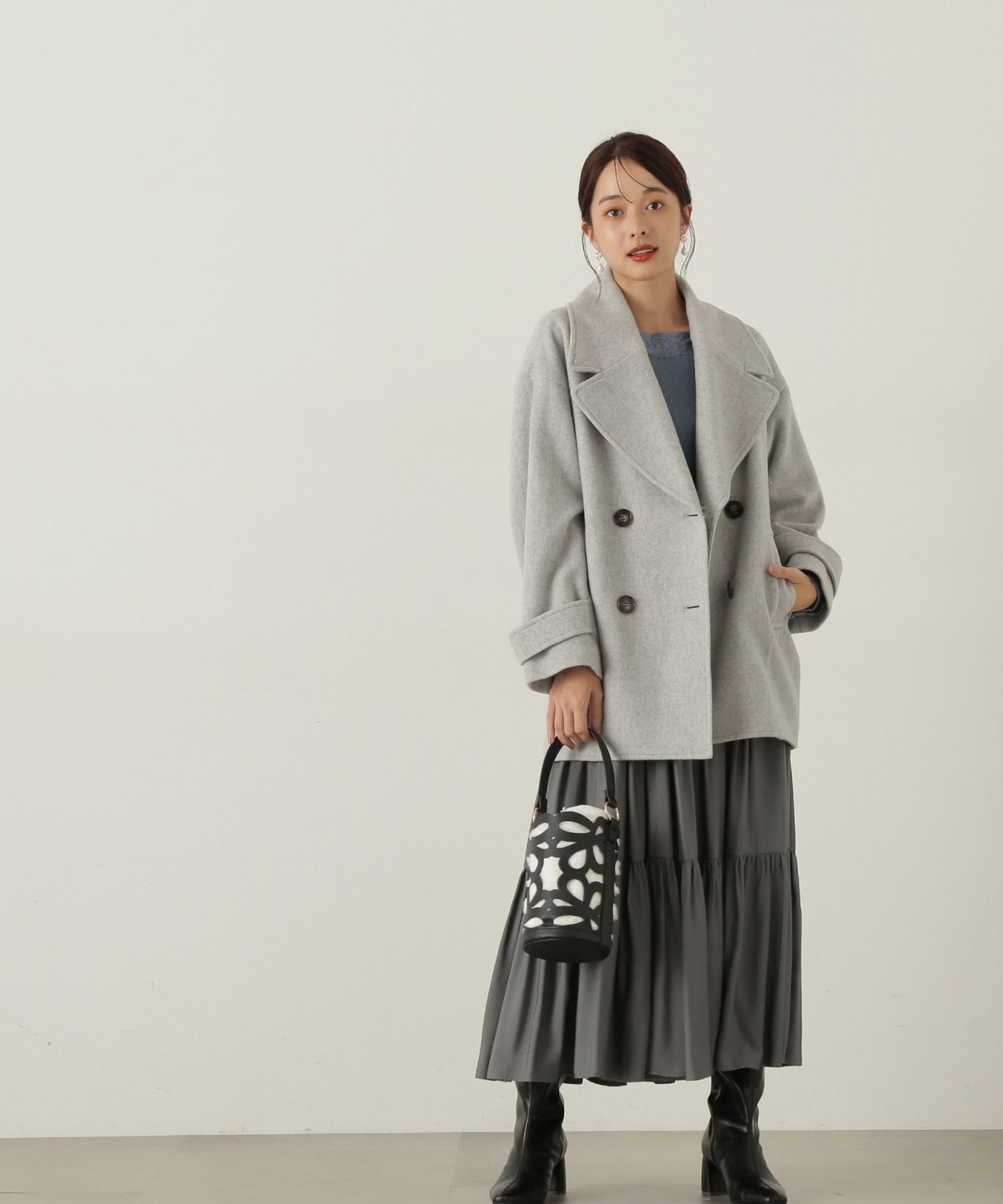 PROPORTION BODY DRESSING「パウダーサテンティアードスカート　24AW」|スカート|