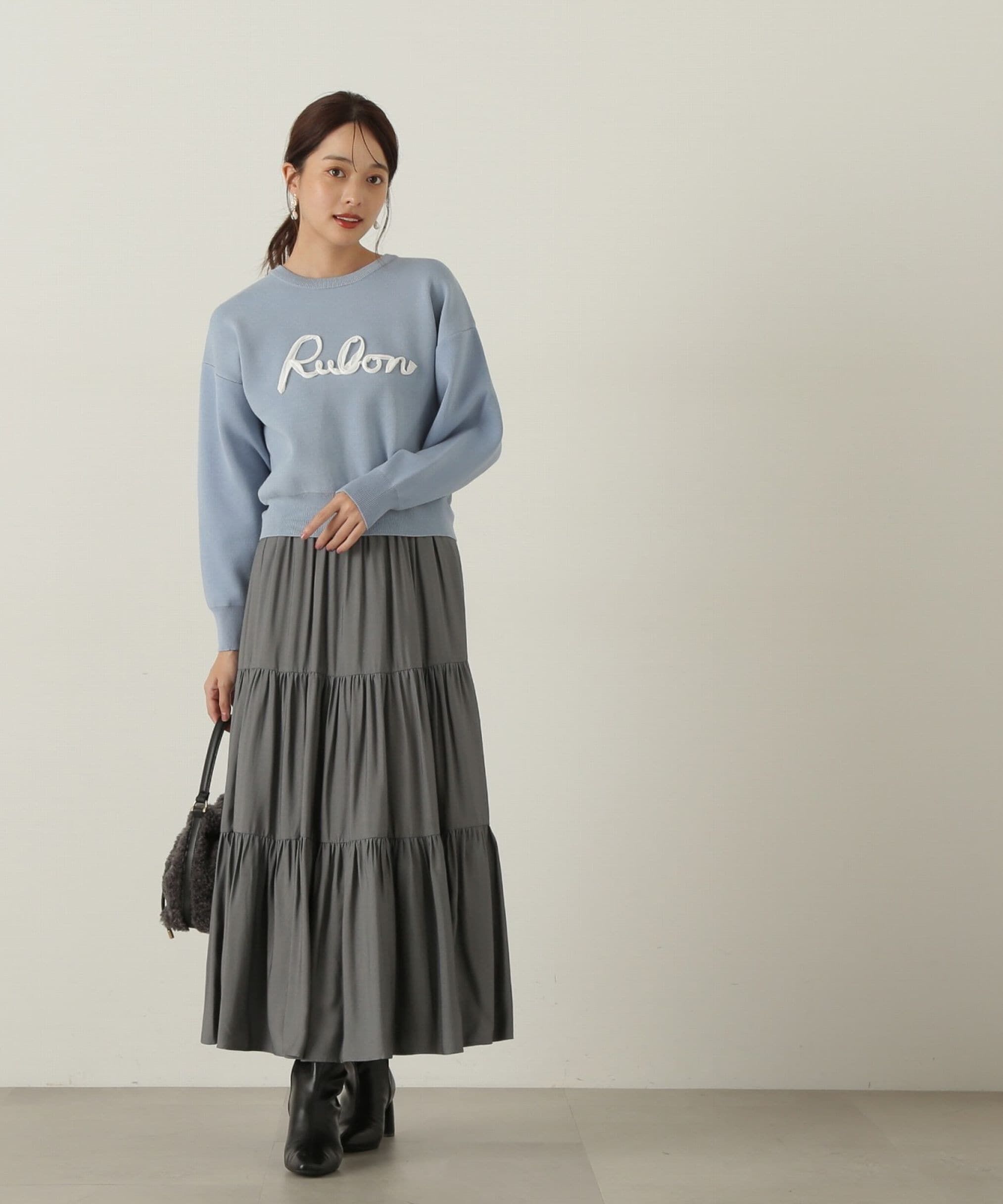 PROPORTION BODY DRESSING「パウダーサテンティアードスカート　24AW」|スカート|