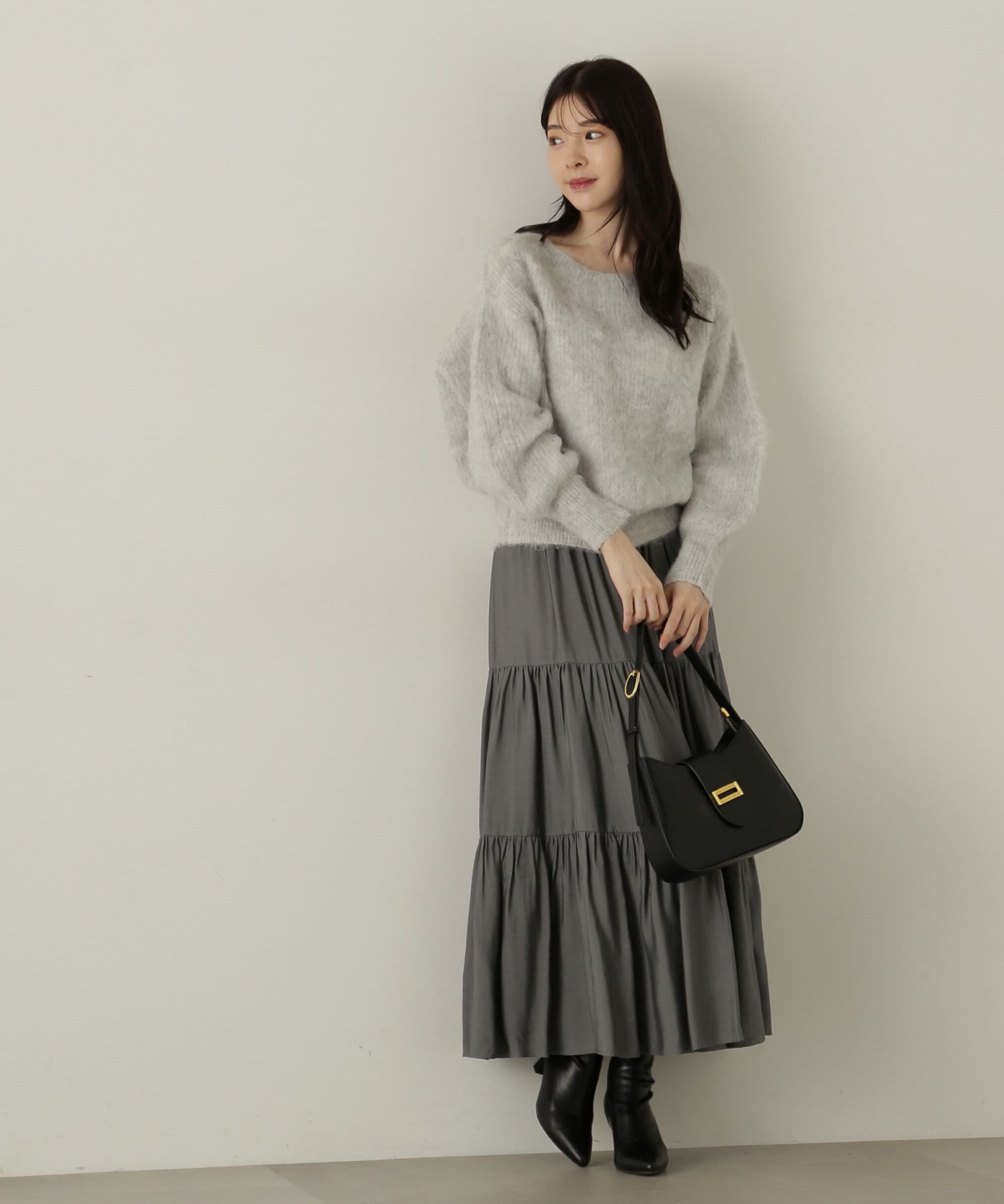 PROPORTION BODY DRESSING「パウダーサテンティアードスカート　24AW」|スカート|