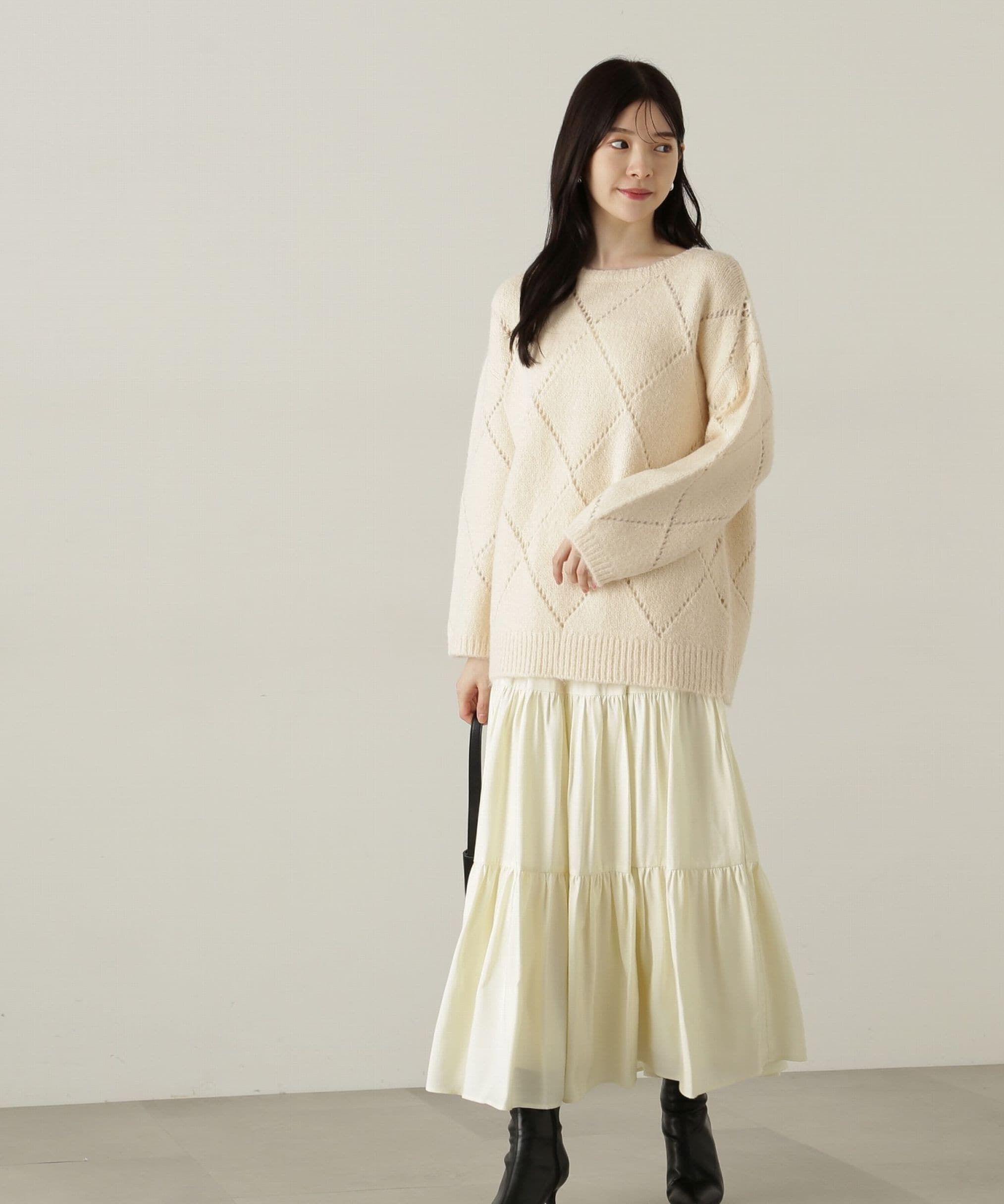 PROPORTION BODY DRESSING「パウダーサテンティアードスカート　24AW」|スカート|