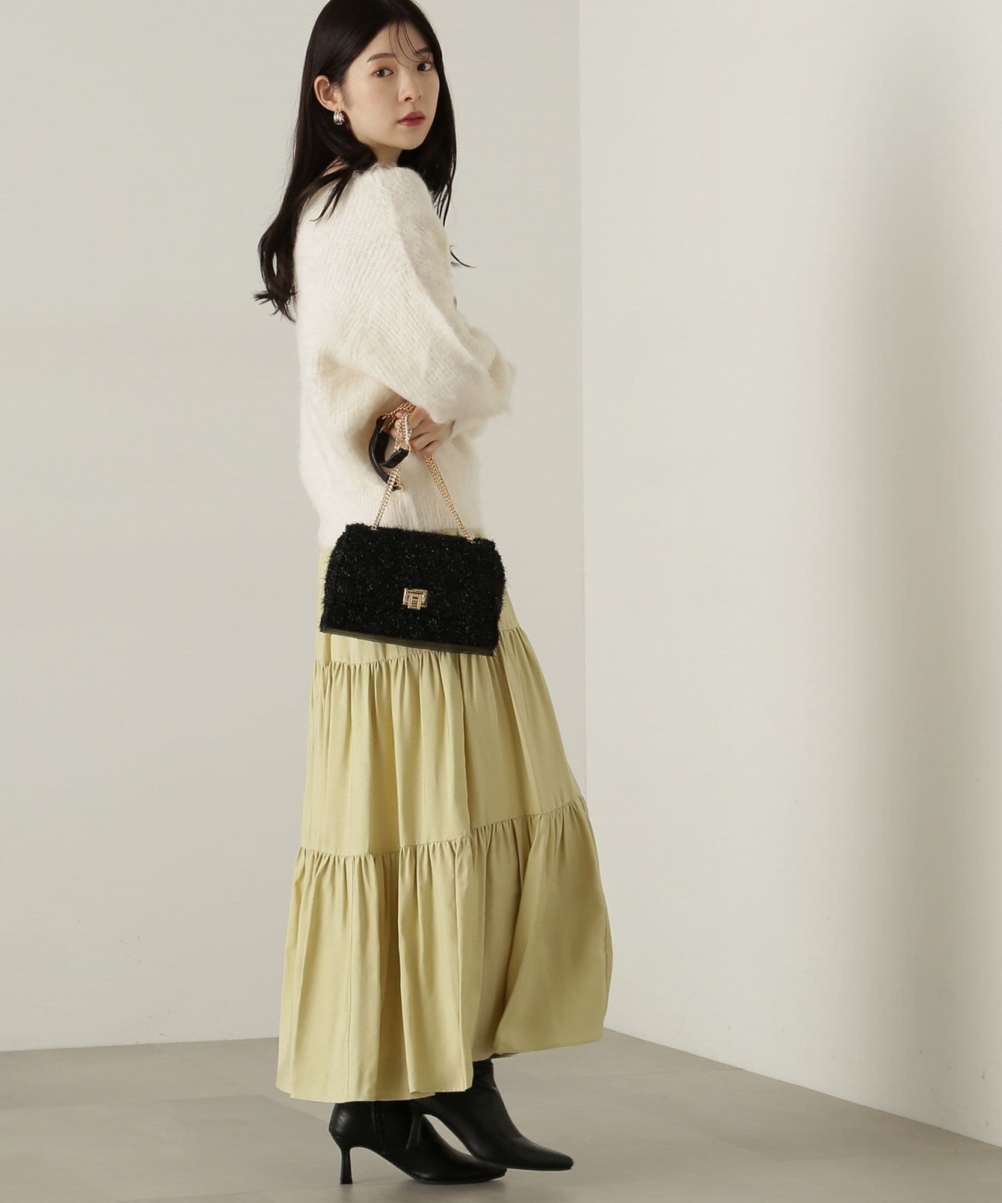 PROPORTION BODY DRESSING「パウダーサテンティアードスカート　24AW」|スカート|
