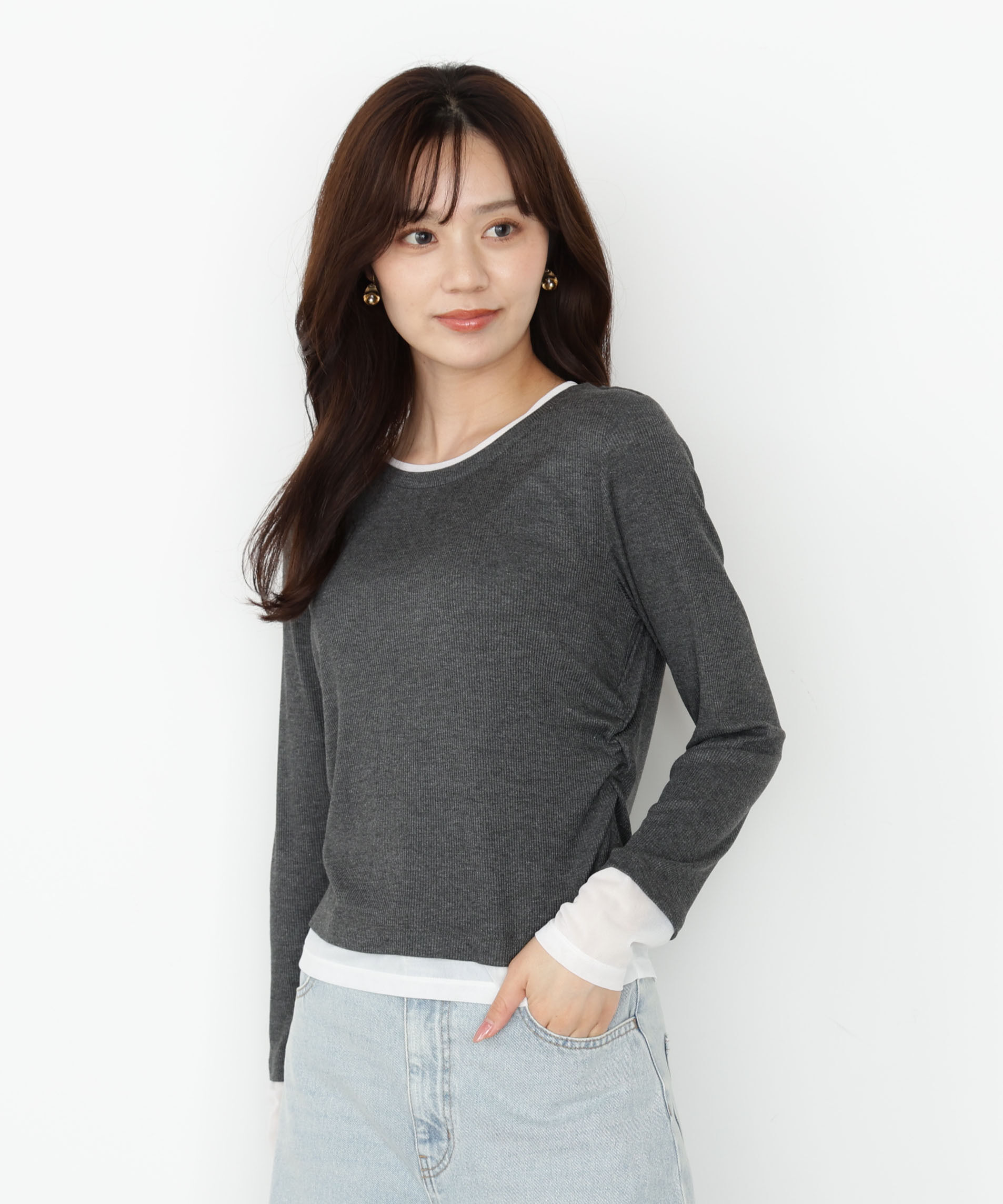 PROPORTION BODY DRESSING「＜ウォッシャブル＞レイヤード風テレコ 25AW」|Tシャツ・カットソー|