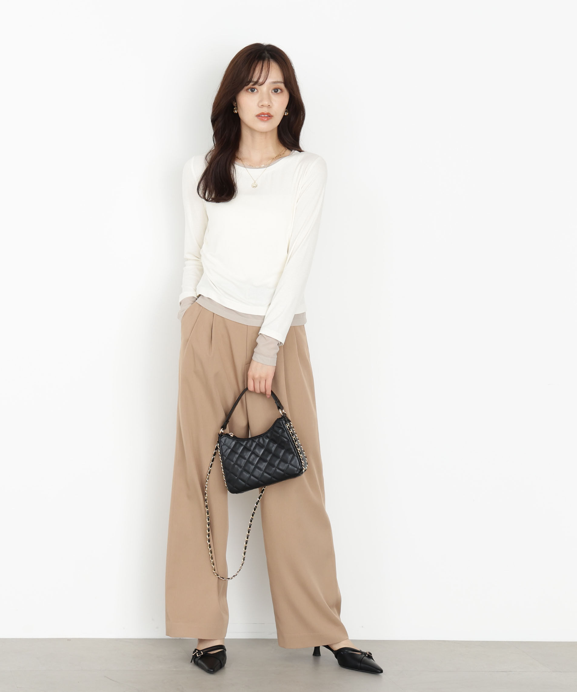 PROPORTION BODY DRESSING「＜ウォッシャブル＞レイヤード風テレコ 25AW」|Tシャツ・カットソー|