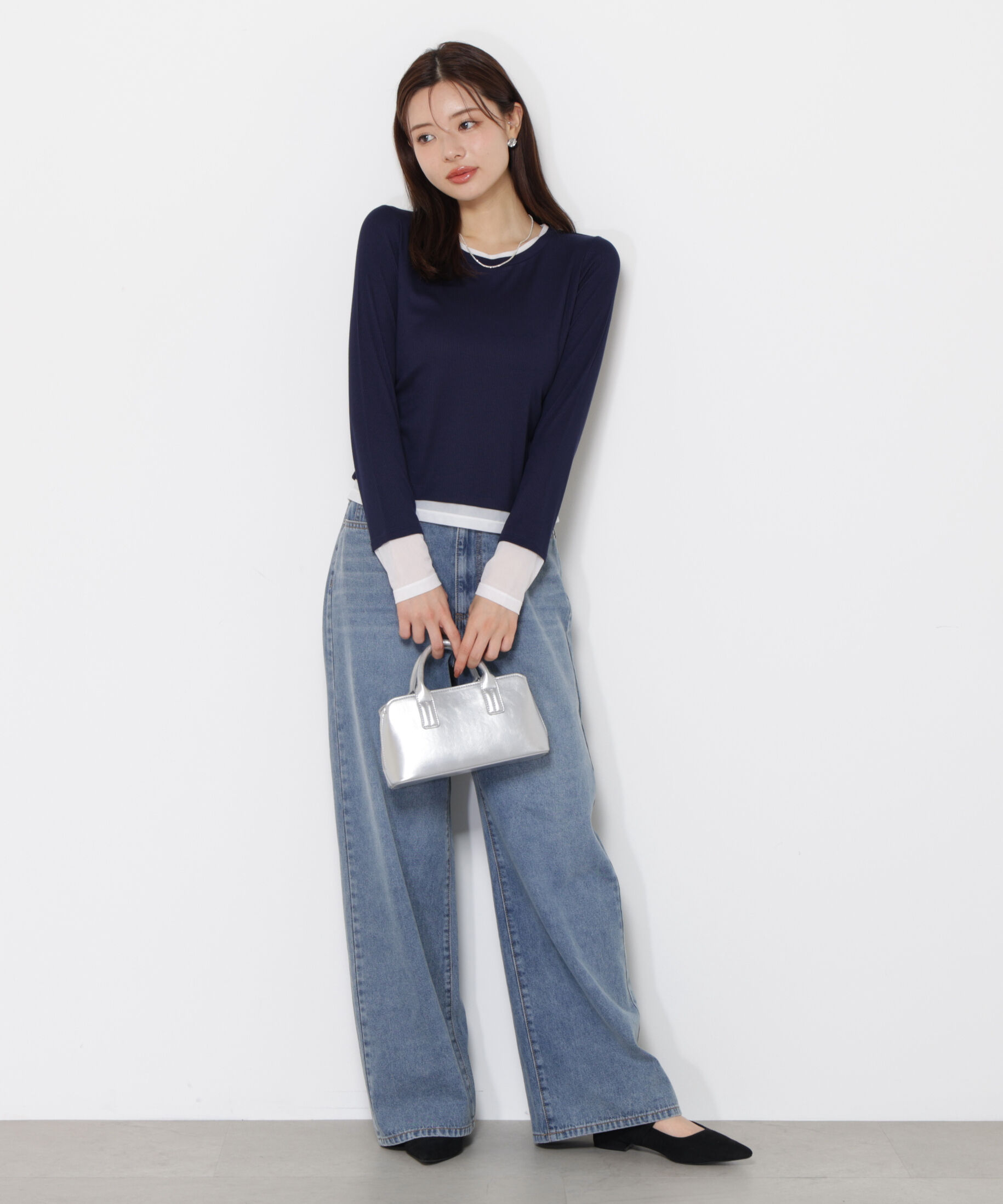 PROPORTION BODY DRESSING「＜ウォッシャブル＞レイヤード風テレコ 25AW」|Tシャツ・カットソー|