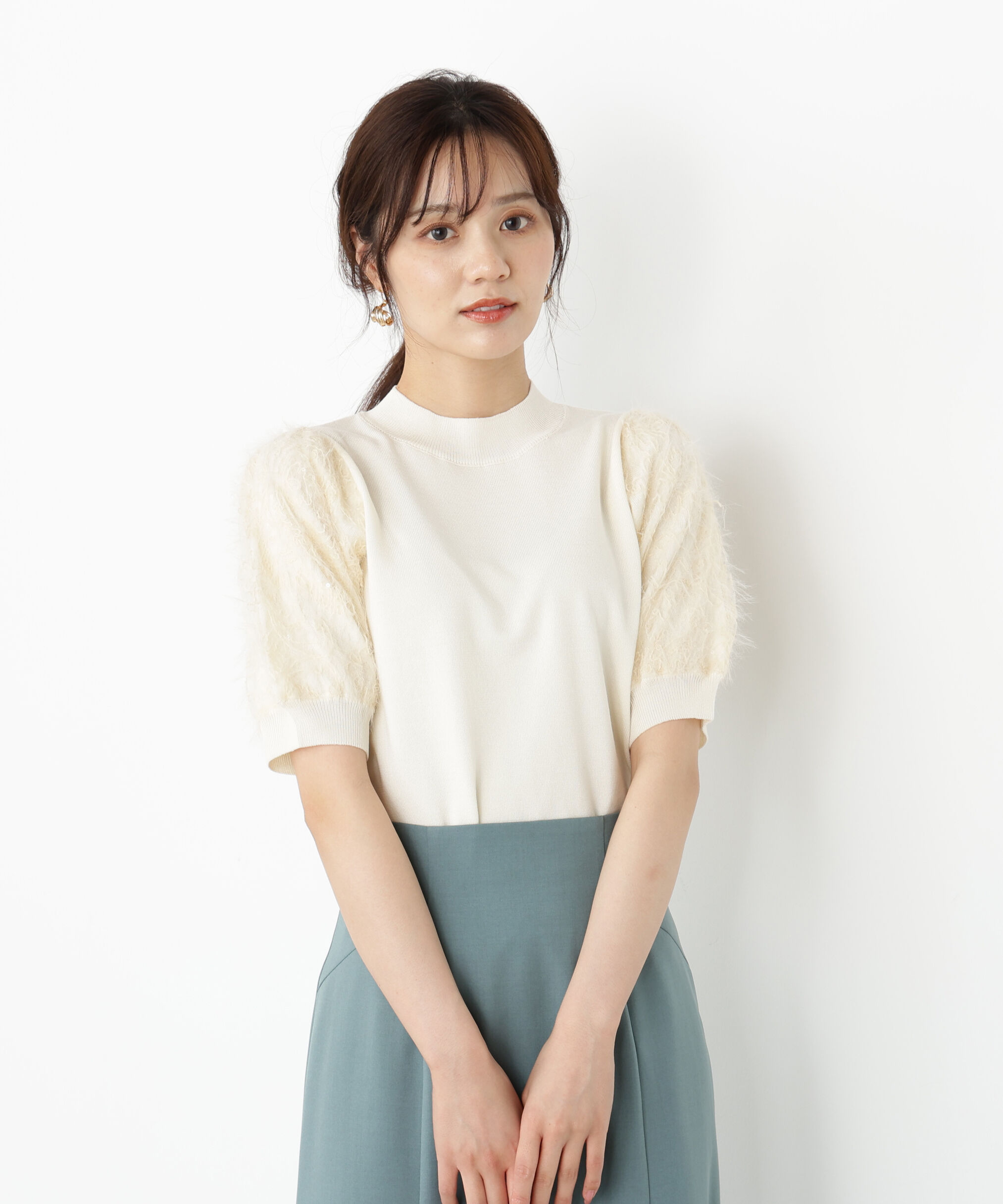 PROPORTION BODY DRESSING「レースドッキングスリーブニット 25AW」|ニット・セーター|