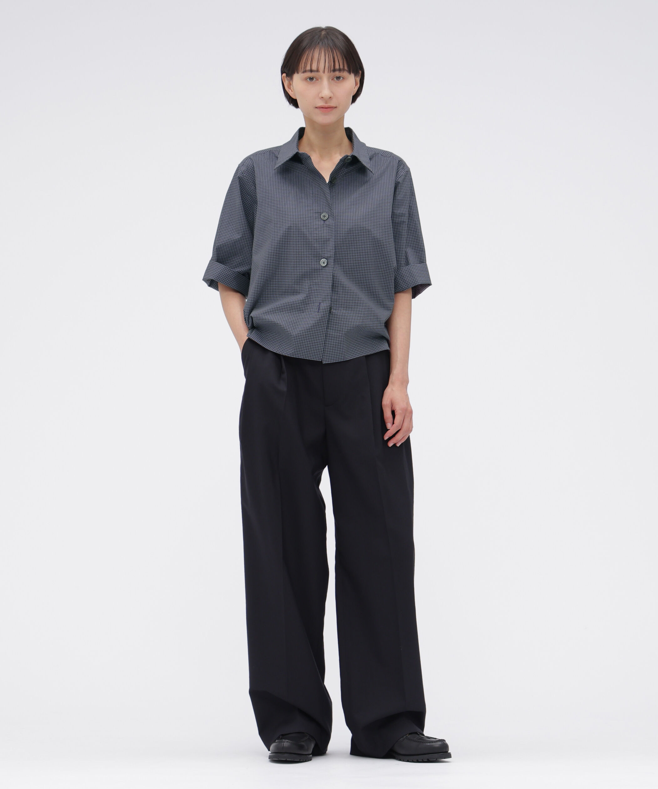  「COTTON LINEN GINGHAM SHIRT」|シャツ・ブラウス|