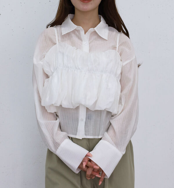 archives「バルーンビスチェ&times;シアーストライプシャツＳＥＴ」|カーディガン|OFF WHITE