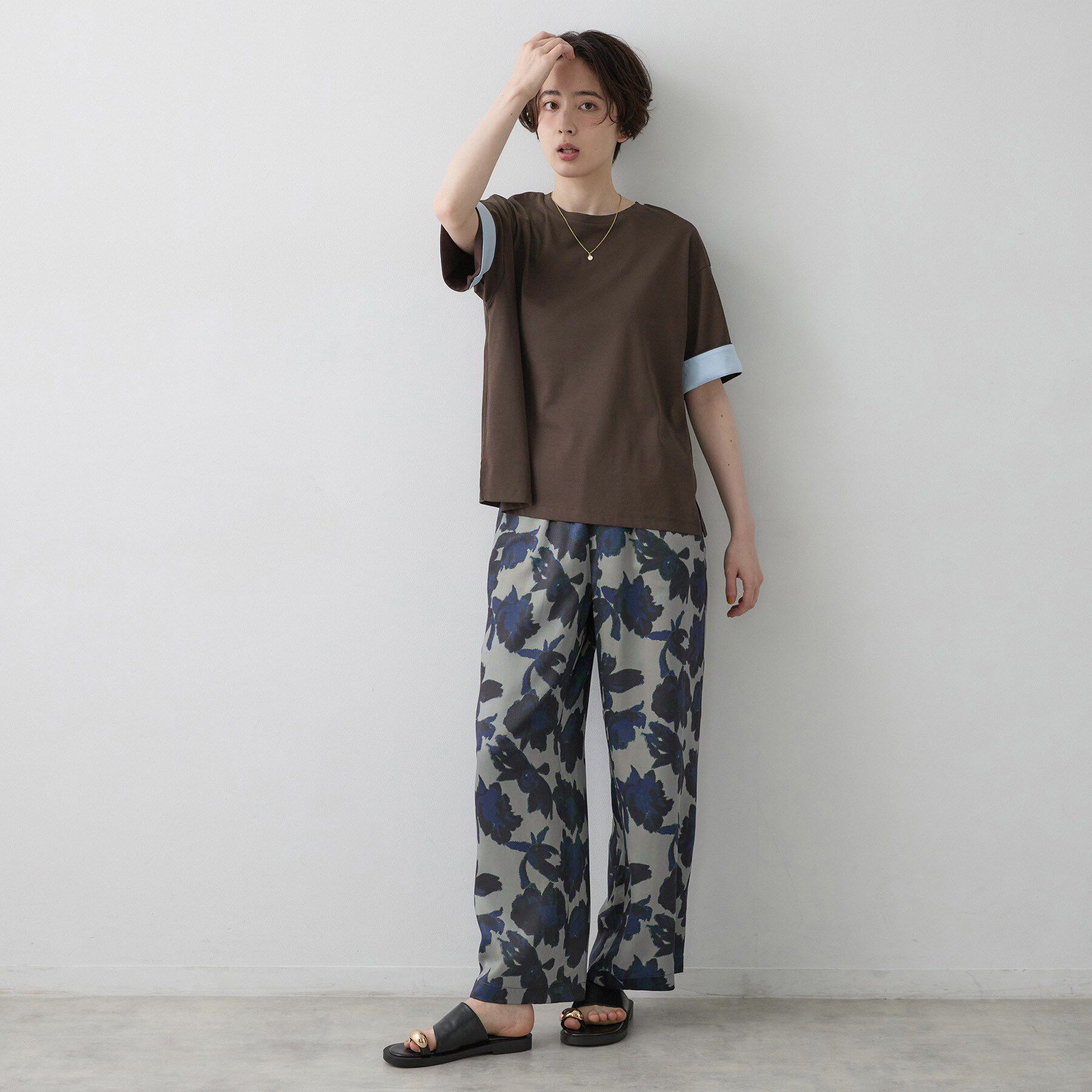 Dessin「【汗シミ防止/UVカット】配色スリーブ 五分袖プルオーバー」|Tシャツ・カットソー|