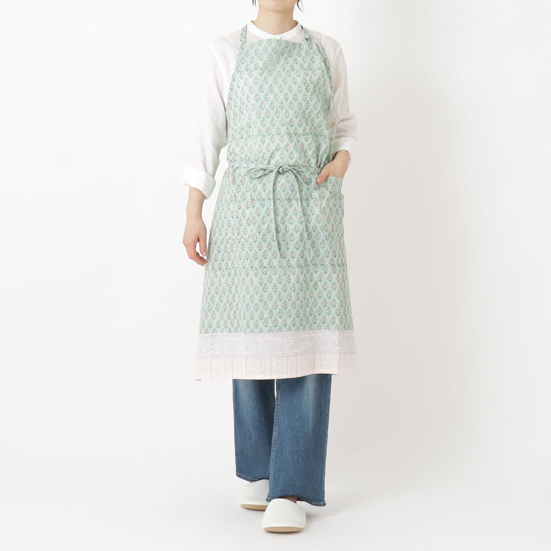 212 KITCHEN STORE「アナヤブロックプリントエプロン GR」|食器・キッチングッズ|