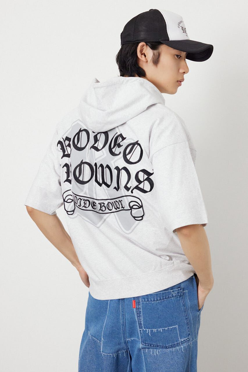 RODEO CROWNS「Blackletter 半袖ZIPパーカー」|パーカー|L/T.GRY1
