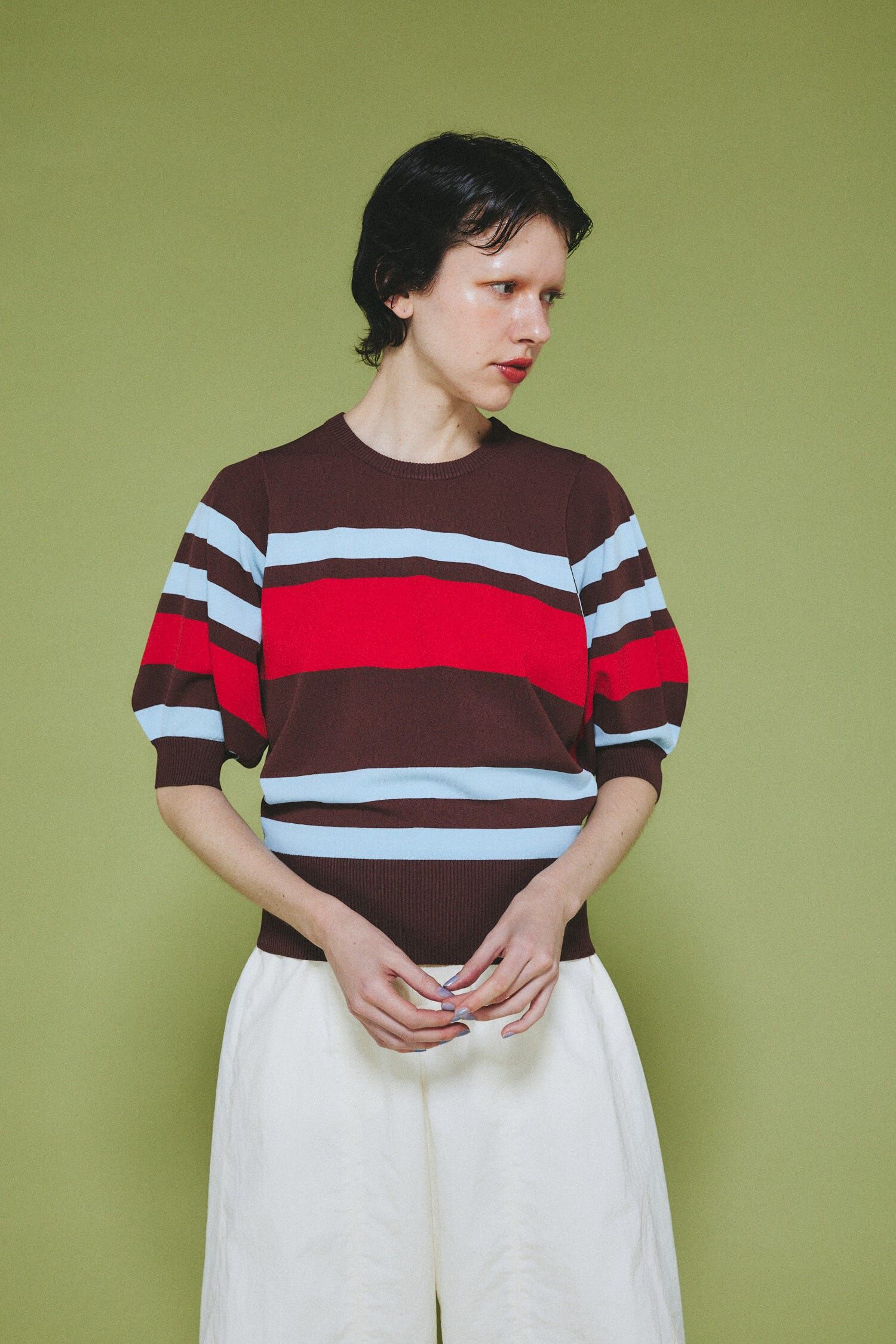 HeRIN.CYE「Border knit tops」|ニット・セーター|BRN