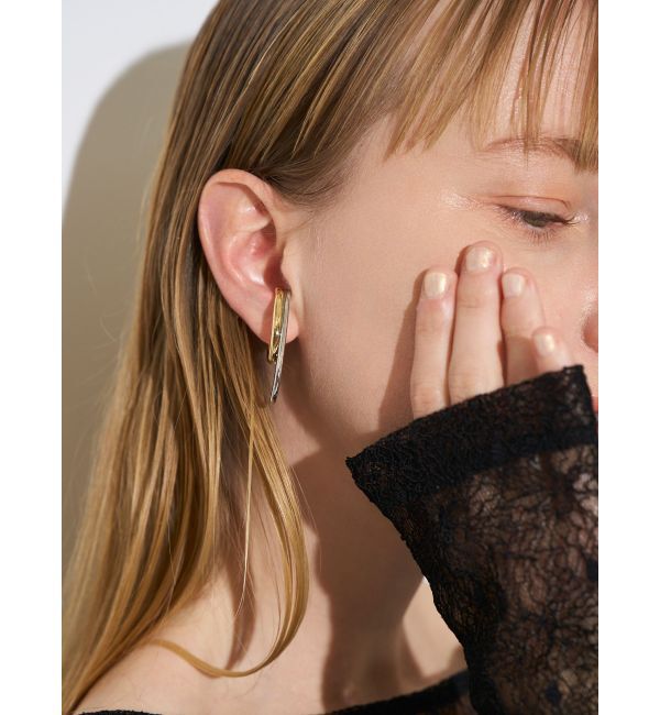 ELENDEEK「DOUBLE HOOP EAR CUFF」|イヤーカフ|ゴールド