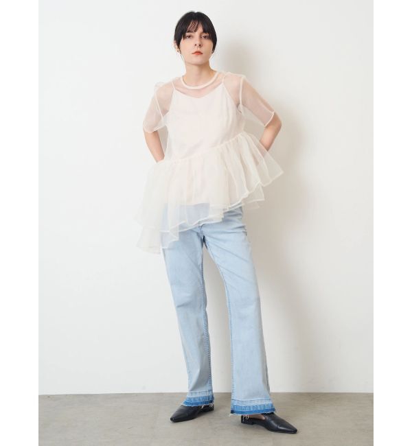 ELENDEEK「SEMI FLARE ROUGH DENIM WIDE PT」|デニム|
