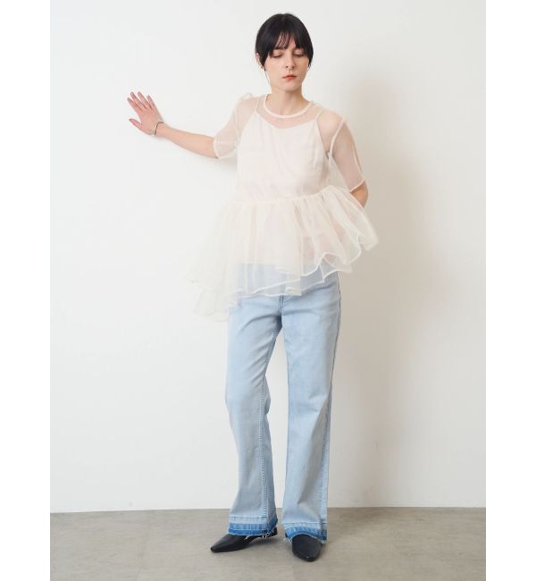 ELENDEEK「SEMI FLARE ROUGH DENIM WIDE PT」|デニム|