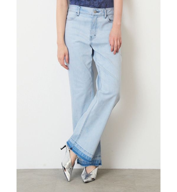 ELENDEEK「SEMI FLARE ROUGH DENIM WIDE PT」|デニム|アイスブルー