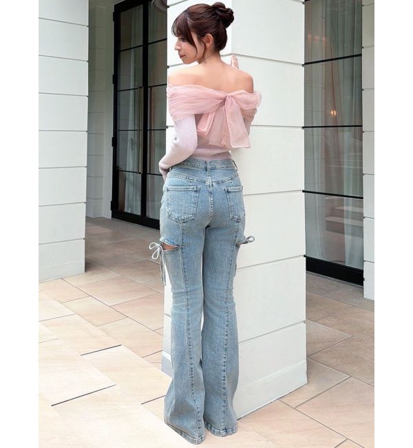 RESEXXY「カットアウトリボンデニムパンツ【完売カラーは品番：1526324356で販売中】」|デニム|
