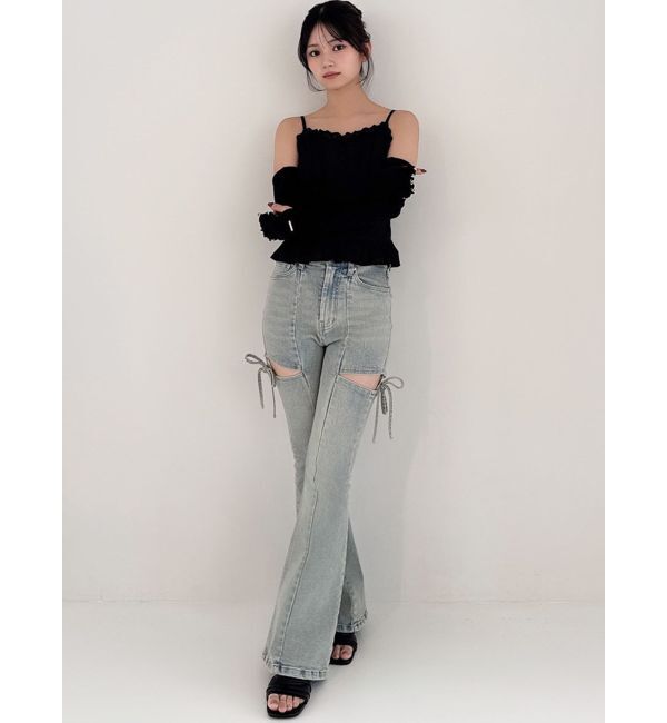 RESEXXY「カットアウトリボンデニムパンツ【完売カラーは品番：1526324356で販売中】」|デニム|