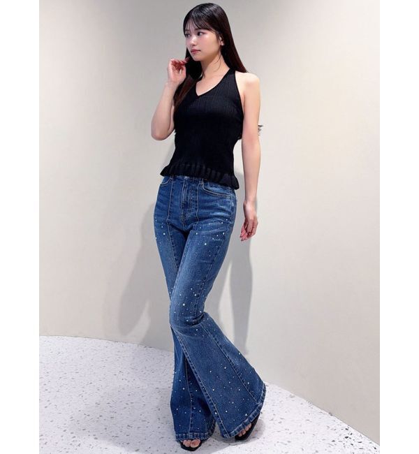 RESEXXY「ラインストーンデニムパンツ」|デニム|