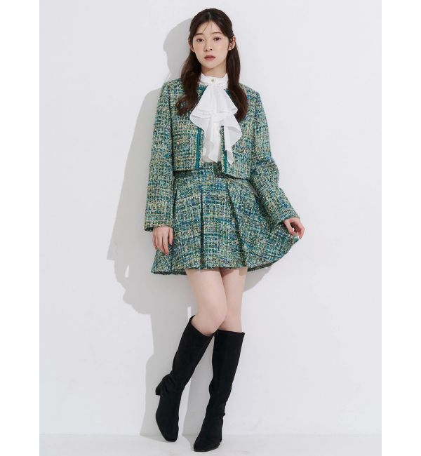 MERCURYDUO「ホットフィックスラッフルタイブラウス」|シャツ・ブラウス|