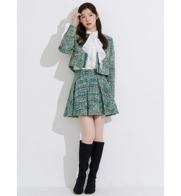 MERCURYDUO「ホットフィックスラッフルタイブラウス」|シャツ・ブラウス|