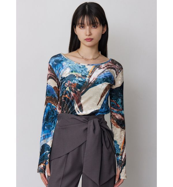 MURUA「ニュアンスプリントベロアトップス」|Tシャツ・カットソー|
