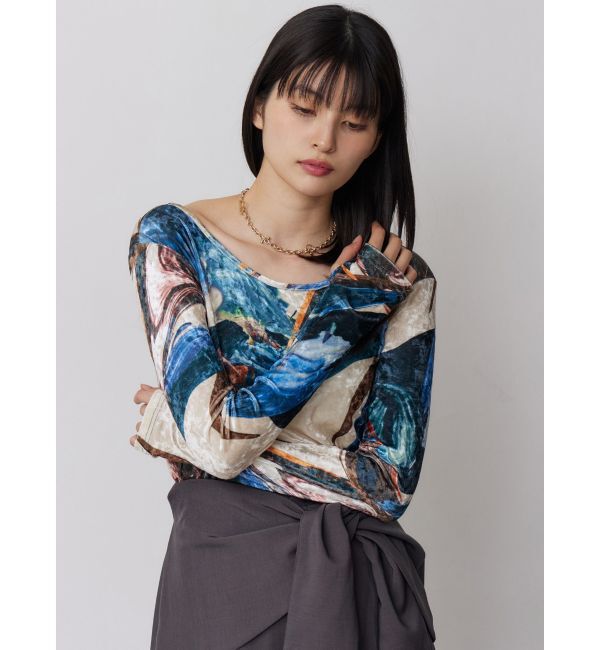 MURUA「ニュアンスプリントベロアトップス」|Tシャツ・カットソー|