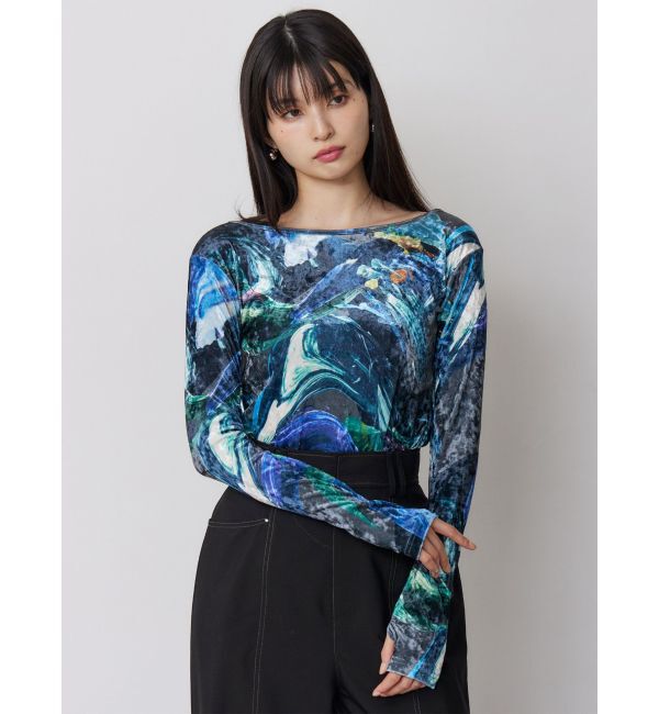 MURUA「ニュアンスプリントベロアトップス」|Tシャツ・カットソー|