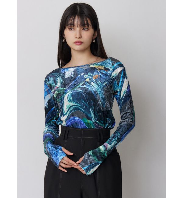 MURUA「ニュアンスプリントベロアトップス」|Tシャツ・カットソー|