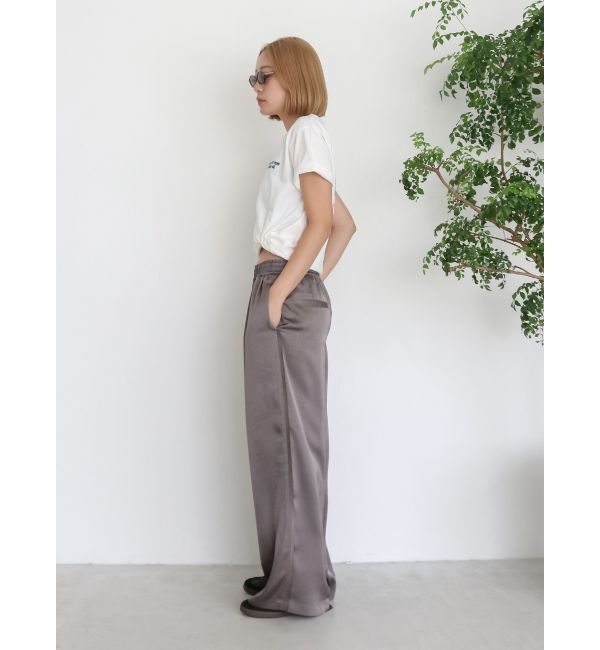 Ungrid「サテンタックワイドパンツ」|その他|