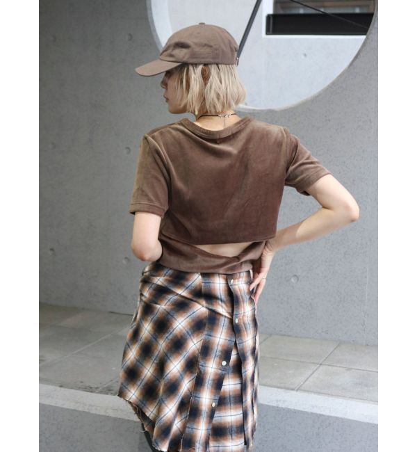 Ungrid「バックデザインハーフスリーブTee」|Tシャツ・カットソー|ブラウン