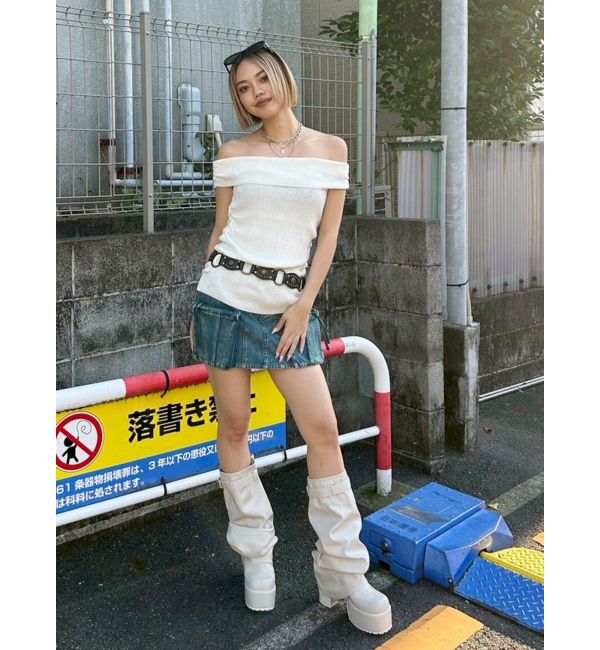 EVRIS「オフショルニットチュニック」|ニット・セーター|