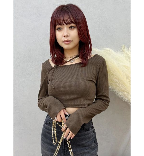 EVRIS「ストラップリブカットトップス」|Tシャツ・カットソー|