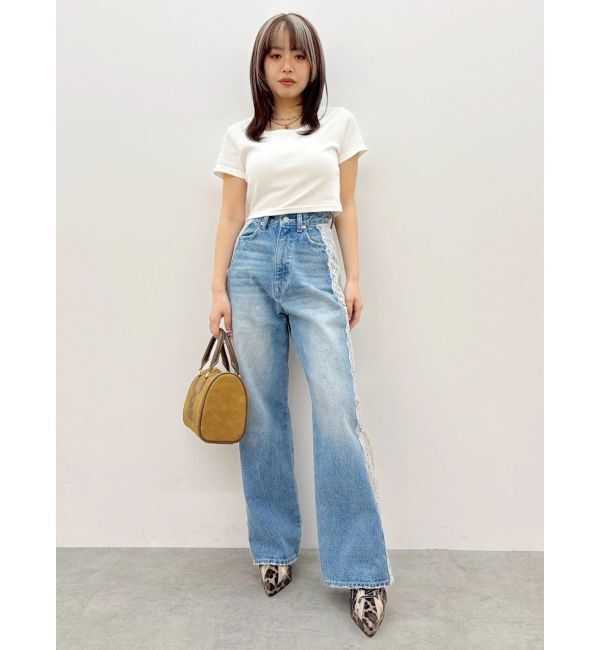 EVRIS「サイドレースワイドデニムパンツ」|デニム|
