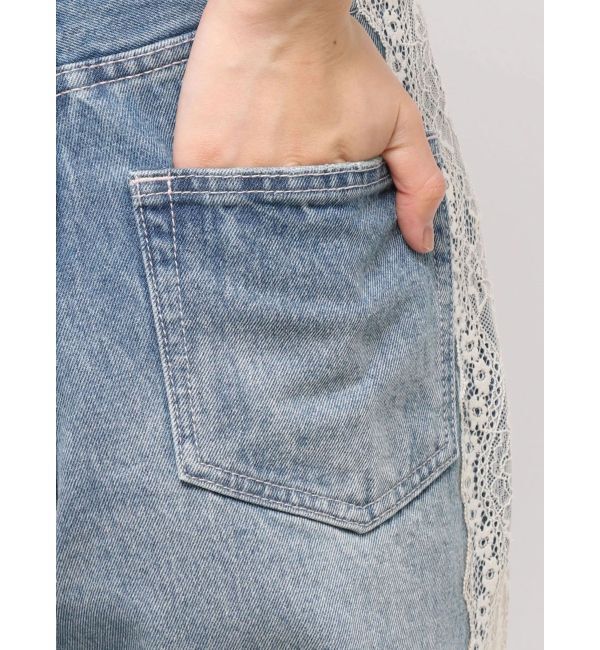 EVRIS「サイドレースワイドデニムパンツ」|デニム|