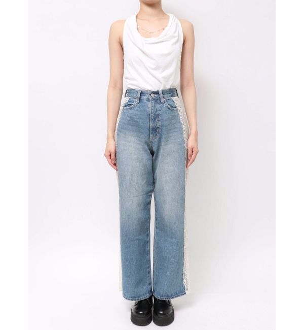 EVRIS「サイドレースワイドデニムパンツ」|デニム|