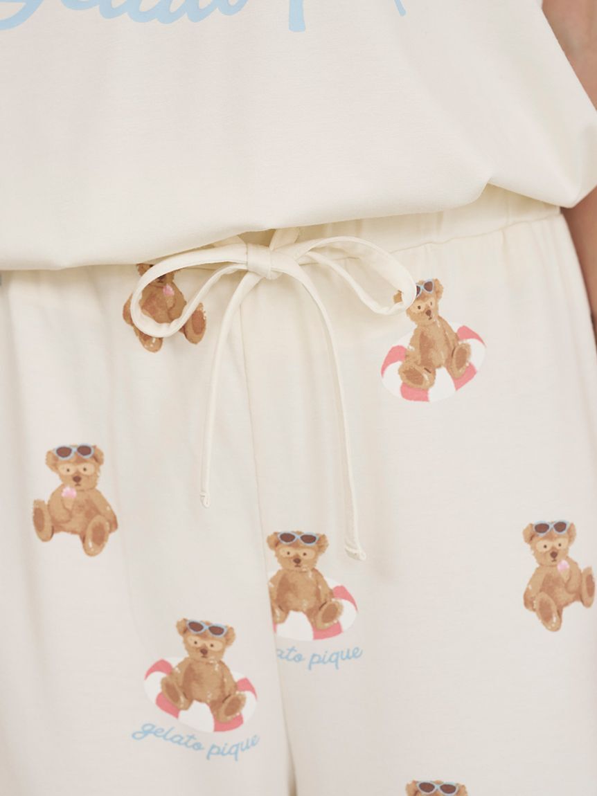 gelato pique「【ONLINE限定】【接触冷感】サマーベア柄ワンポイントTシャツ&ロングパンツセット」|ルームウェア|