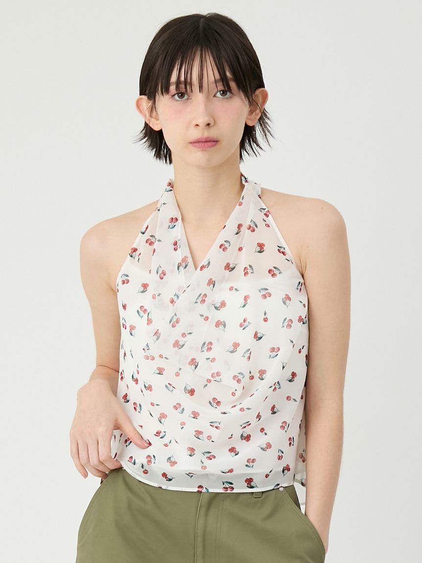 LILY BROWN「フルーツシフォンホルタートップス」|Tシャツ・カットソー|
