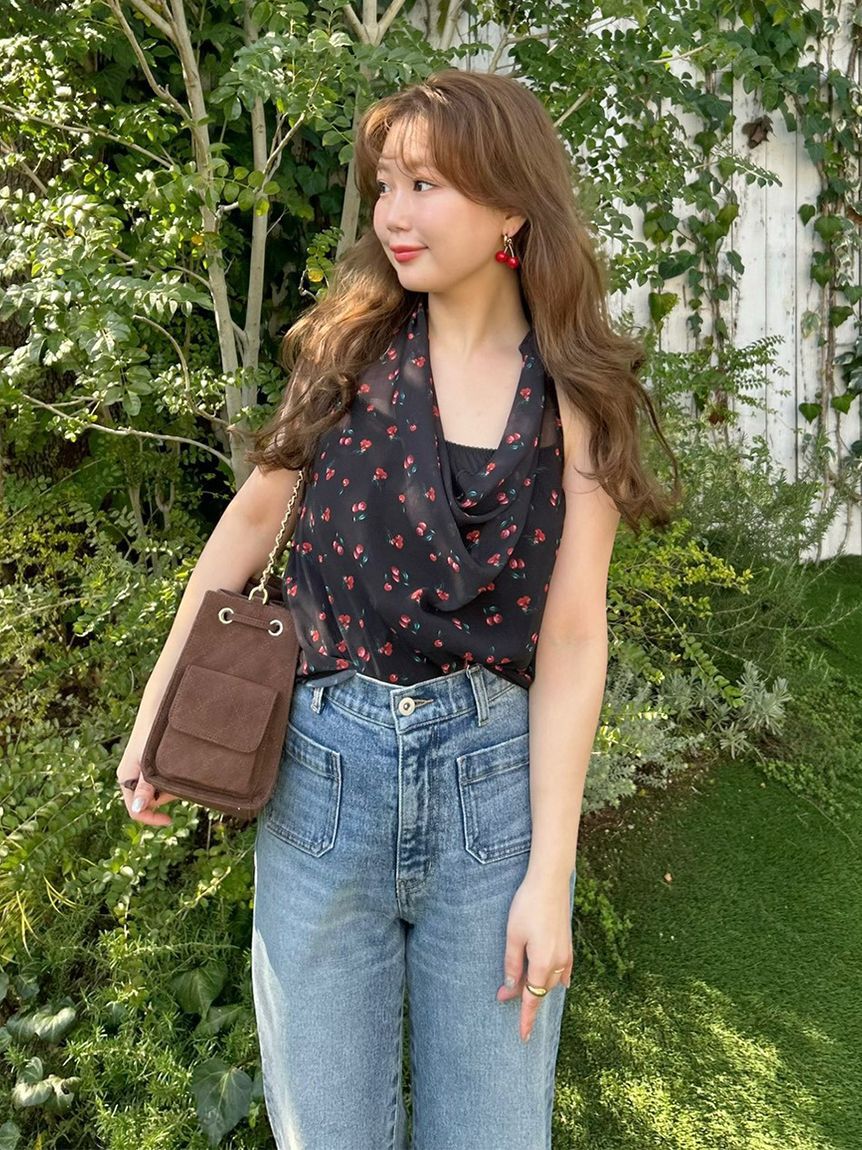 LILY BROWN「フルーツシフォンホルタートップス」|Tシャツ・カットソー|