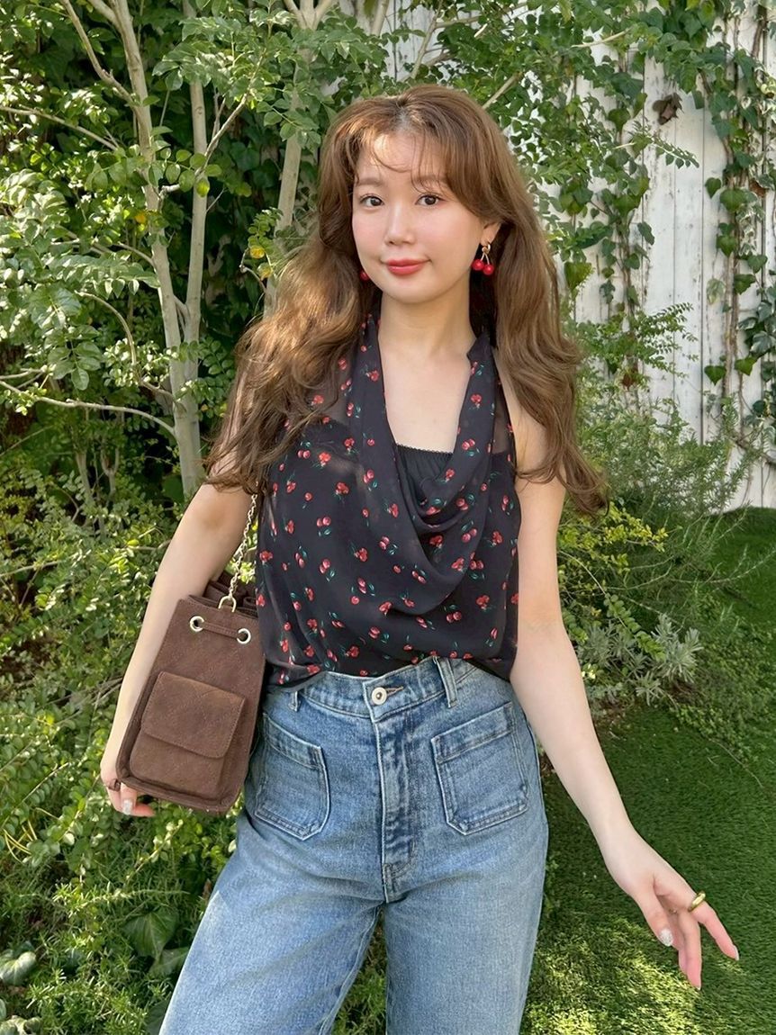 LILY BROWN「フルーツシフォンホルタートップス」|Tシャツ・カットソー|